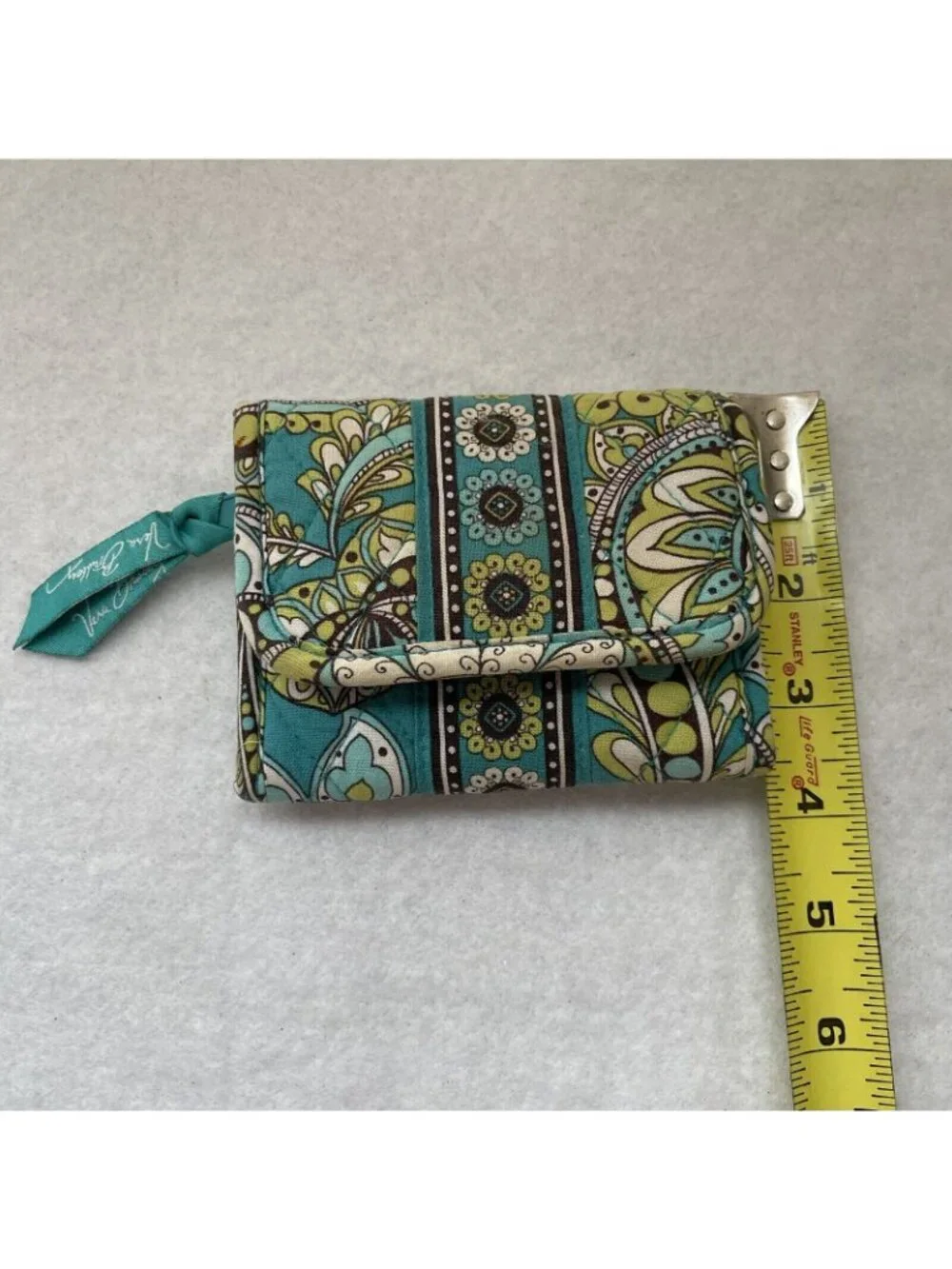 Vera Bradley Mini Trifold Wallet Peacock Turquoise Paisley Retired Pattern Y2K